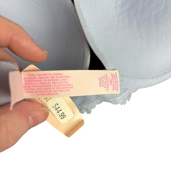 NWTVictoria's Secret Dream Angels soft gray Lace Rinestones Lined Demi Bra 34C - Picture 6 of 9